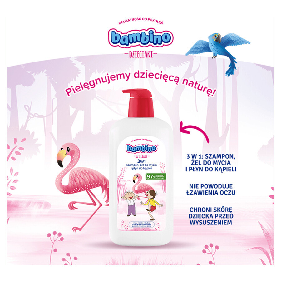 Bambino Kids, 2-in-1 body and hair wash gel, flamingo, from 1 year, 1 l