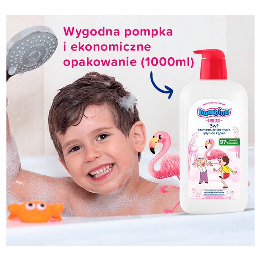 Bambino Kids, 2-in-1 body and hair wash gel, flamingo, from 1 year, 1 l