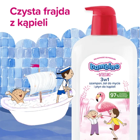 Bambino Kids, 2-in-1 body and hair wash gel, flamingo, from 1 year, 1 l