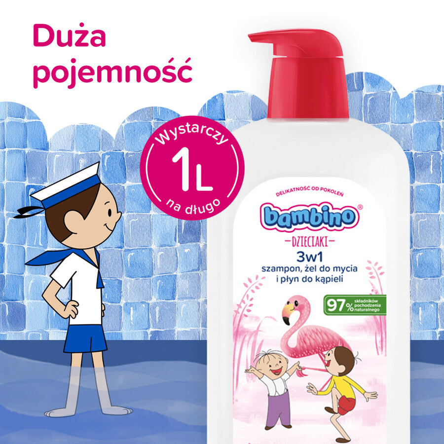 Bambino Kids, 2-in-1 body and hair wash gel, flamingo, from 1 year, 1 l