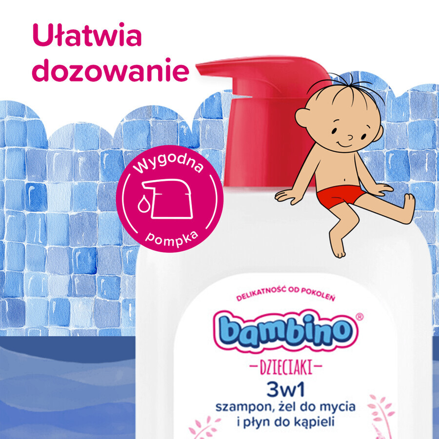 Bambino Kids, 2-in-1 body and hair wash gel, flamingo, from 1 year, 1 l
