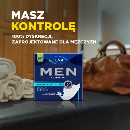 Set Tena Men Active Fit, anatomische inlegzolen voor heren, niveau 1, 2 x 24 stuks