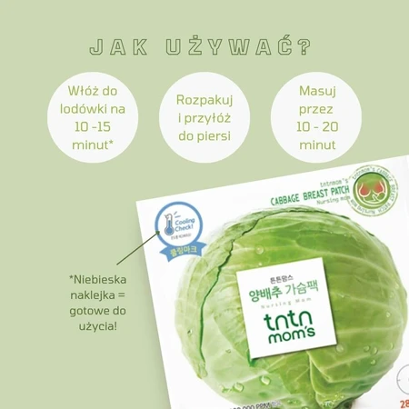 Tntn mom's, breast mask with cabbage extract, 8 pieces