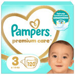 Pampers Premium Care, scutece, mărimea 3, 6-10 kg, 120 buc + pelerină prosop Psi Patrol gratuit