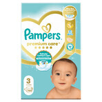 Pampers Premium Care, scutece, mărimea 3, 6-10 kg, 120 buc + pelerină prosop Psi Patrol gratuit