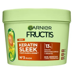 Fructis Keratin Sleek Glatt und Glänzend Maske, 370 ml, Garnier