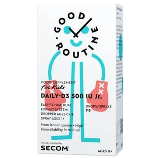 Vitamina D3 para niños Daily-D3 Jr Buena Rutina, 500 UI, 15 ml, Secom