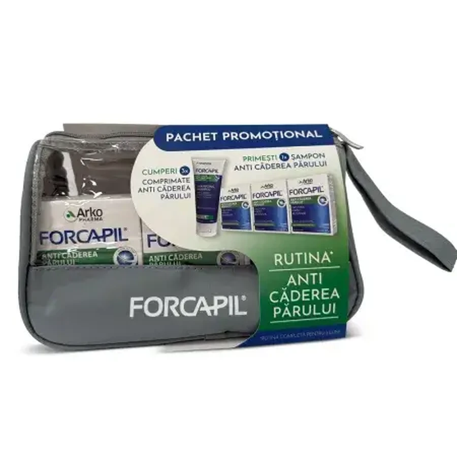 Envase Forcapil anticaída 3x30 comprimidos + Champú anticaída Forcapil 200 ml, Arkopharma