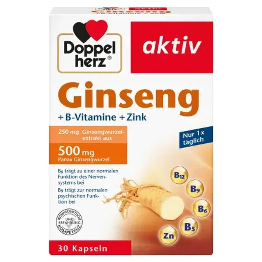 Ginseng + Vitamin B + Zink, 30 Kapseln, Doppelherz