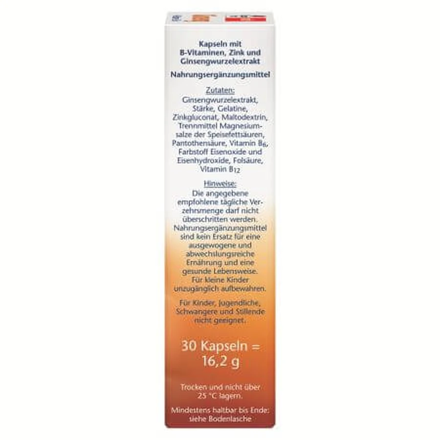 Ginseng + Vitamin B + Zink, 30 Kapseln, Doppelherz