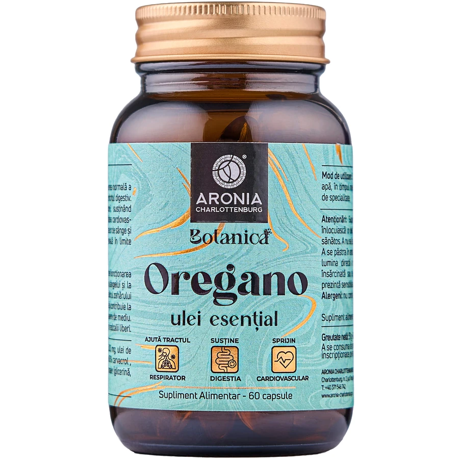 Essentiële olie van wilde oregano - 60 capsules met voordelen voor de luchtwegen, de spijsvertering en het cardiovasculaire systeem | Botanica