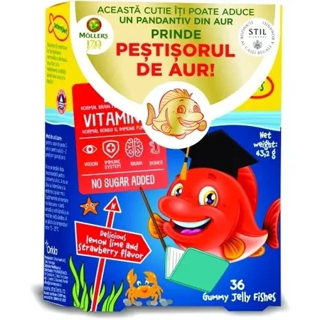 Moller’s Omega 3 Per Bambini, Con DHA ed EPA, Senza glutine, lattosio o zuccheri aggiunti, lampone, 2x36 gelatine, Möller's