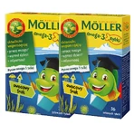 Peştişori gumați cu Omega-3 cu aromǎ de fructe, 2x36 de jeleuri, Möller’s