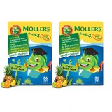 Moller’s Cápsulas de Aceite de Pescado con Ácidos Grasos Omega 3 con sabor de frutas, 2x36 gominolas, Möller's