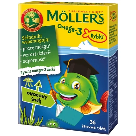 Peştişori gumați cu Omega-3 cu aromǎ de fructe, 2x36 de jeleuri, Möller’s