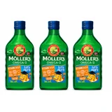 Ulei de pește norvegian, peste 3 ani, aromă fructată, 3 x 250 ml, Möller's