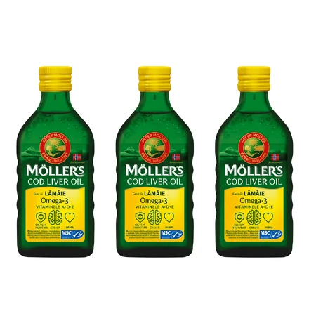 Möller's Omega 3 levertraan met citroensmaak, 3x250 ml