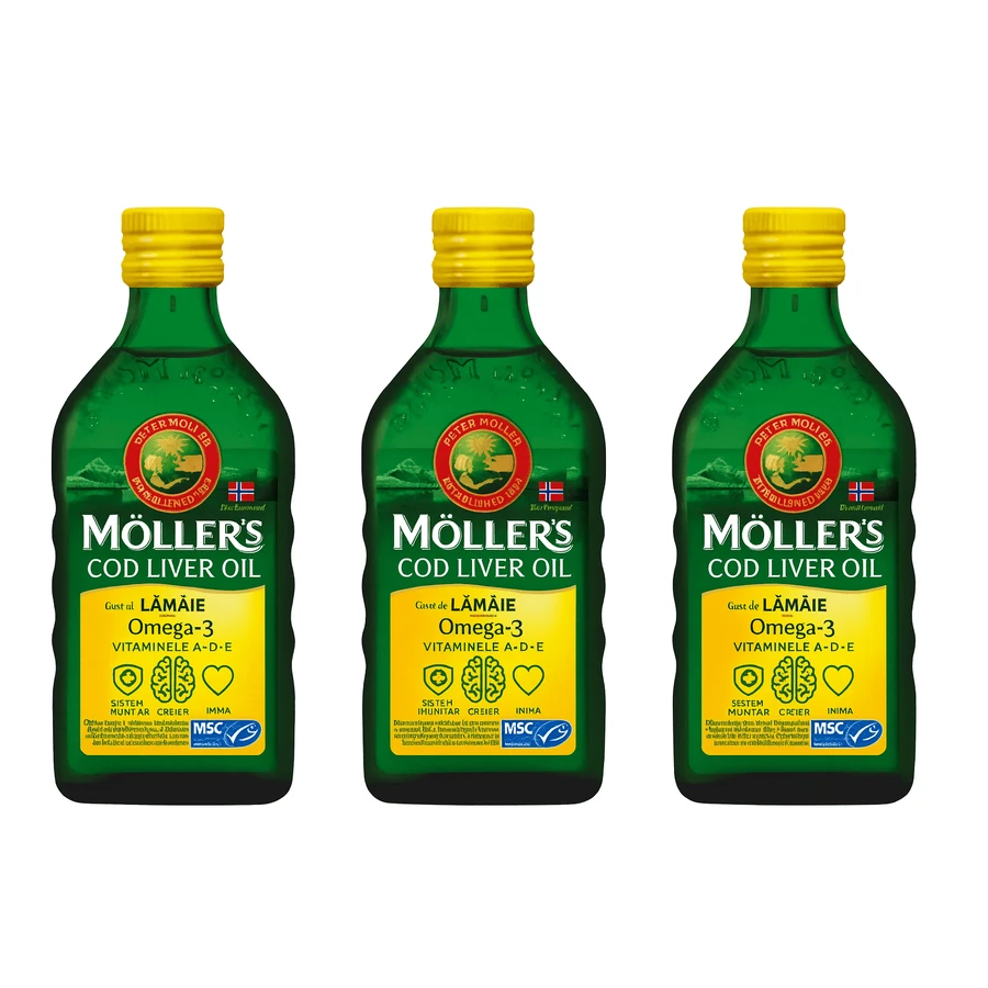 Möller's Omega 3 levertraan met citroensmaak, 3x250 ml