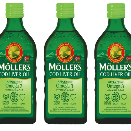 Möller's Omega-3 Levertraan, appelsmaak, 3x250 ml