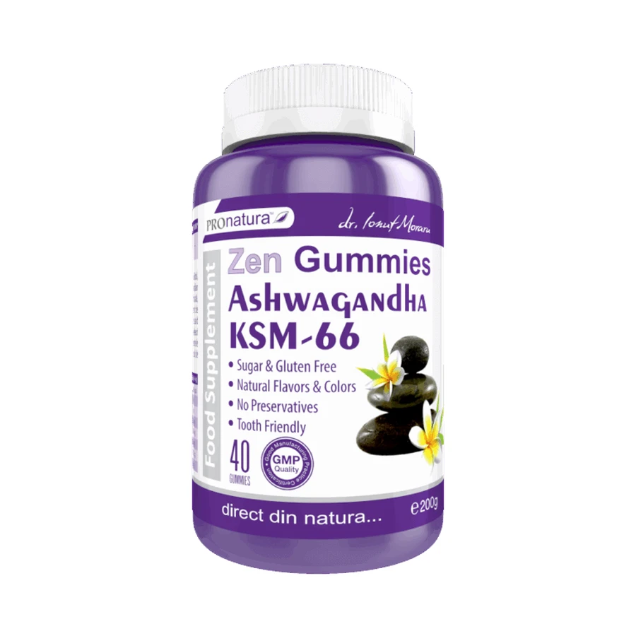 Zen Gummies Ashwagandha Gummies KSM-66 40 gelei, Pro Natura