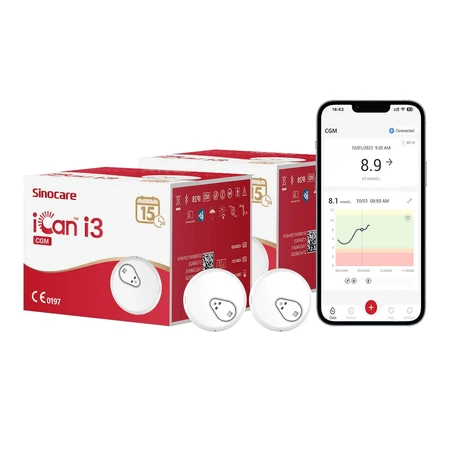 Pakket 2 stuks iCan i3 systeem voor continue glucosecontrole, Sinocare