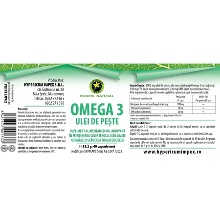 Omega 3 capsules from fish, 40 softgels