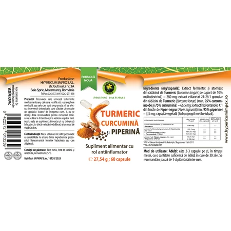 Turmeric, Curcumin and Piperine Capsules, 60 capsules