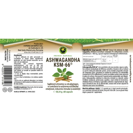 Ashwagandha Capsule KSM-66, 60 capsules