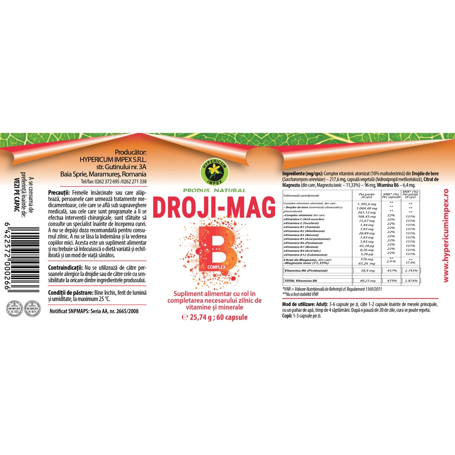 Droji-Mag cápsula complejo B, 60 cápsulas