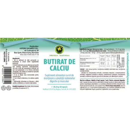 Capsules de Butyrate de Calcium, 60 capsules
