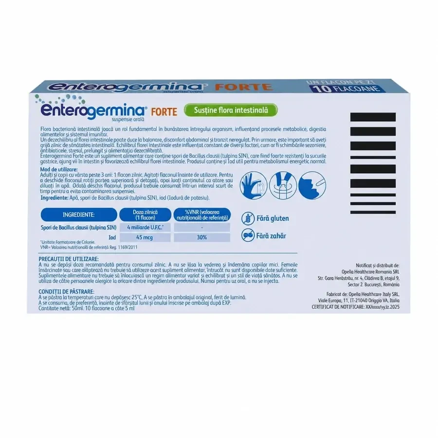 Enterogermina Forte 3x10 flacoane x 5 ml suspensie orala, Sanofi