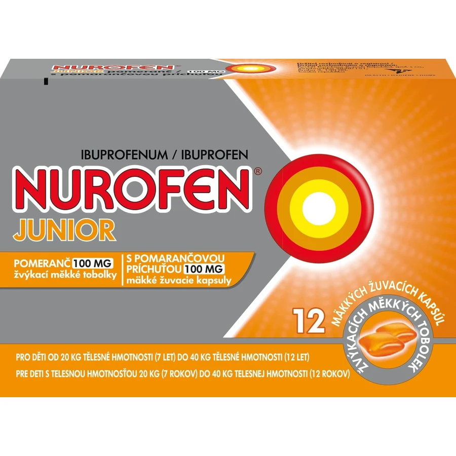 Nurofen Junior met sinaasappelsmaak 12 capsules
