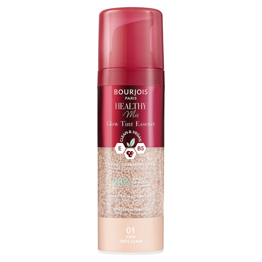 Bourjois Healthy Mix Glow Tint Essence, esencia hidratante para unificar el tono de la piel, 01 claro, 30 ml