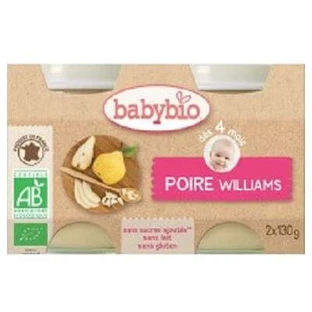 Puré de pera Williams bio, +4 meses, 2x 130g, BabyBio