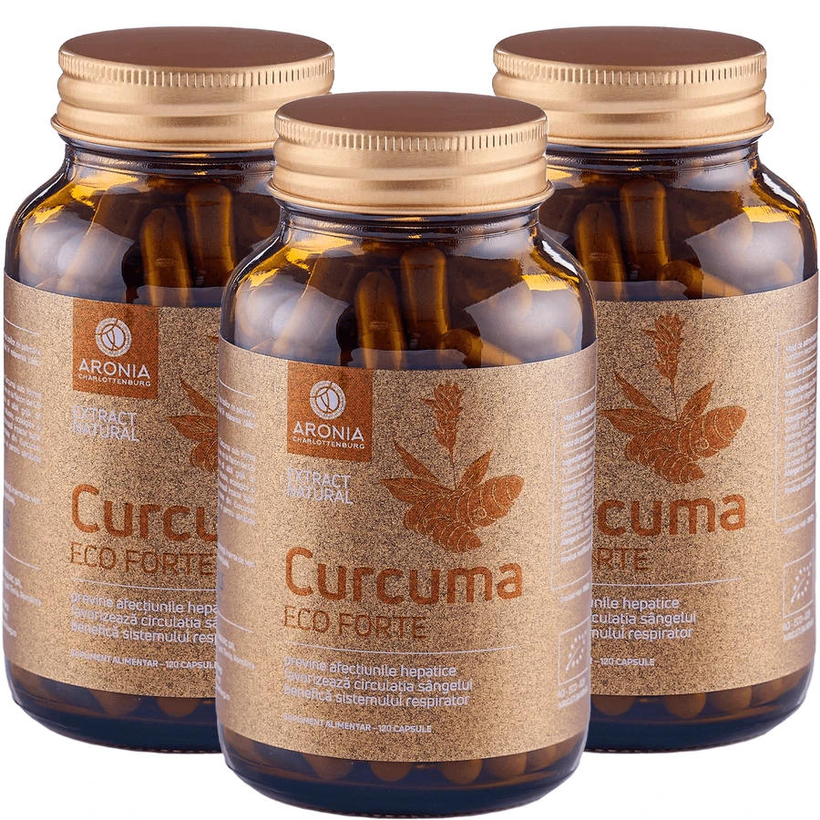 PROMO: 3 Bottles Turmeric ECO Strong 120 Capsules, Aronia