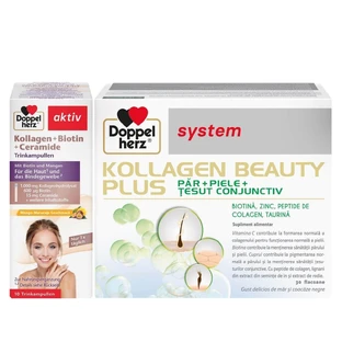 Doppelherz System Kollagen Beauty Plus x 30fl + Kollagen Biotin Ceramide x 10fl