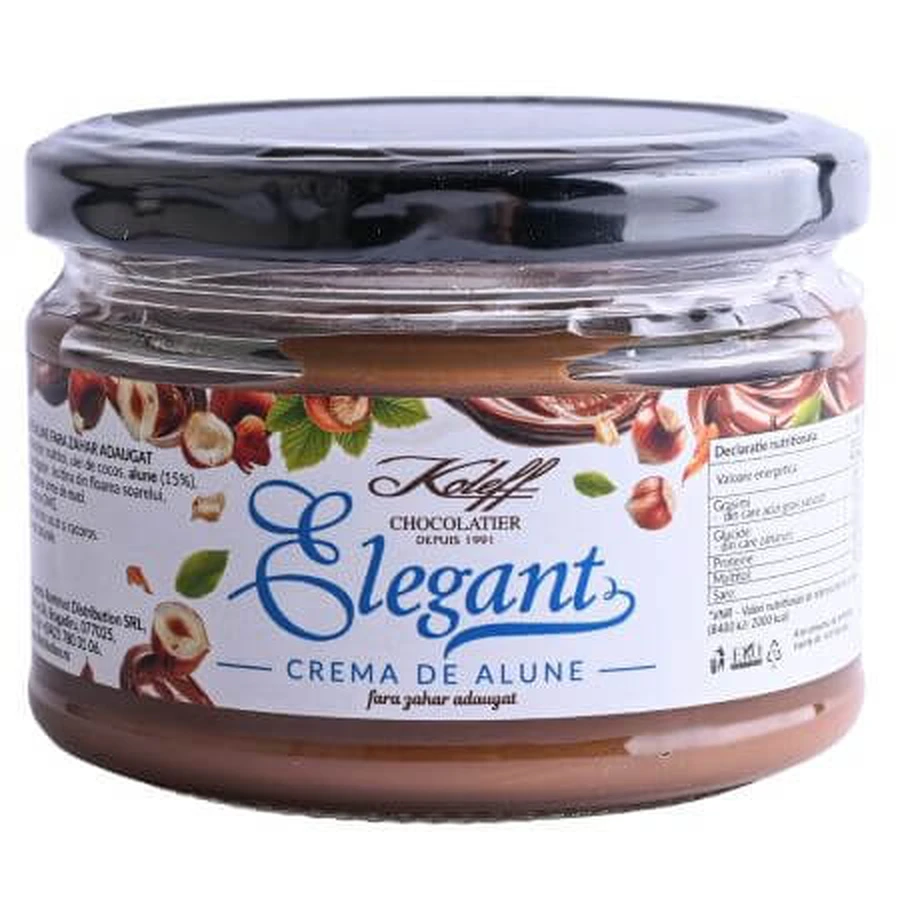 Haselnusscreme mit Kakao ohne Zuckerzusatz, 200 g, Elegant