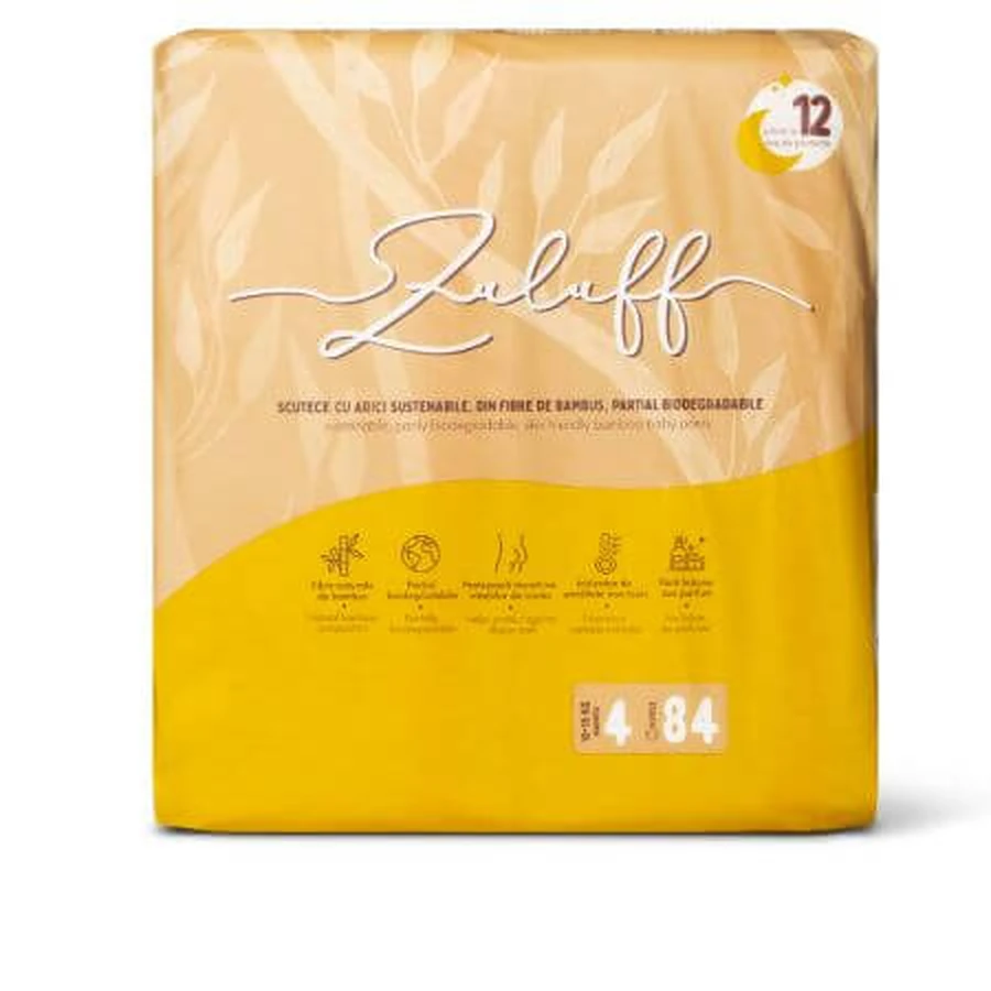 Bamboo diapers, Size 4, 10-15 kg, 84 pieces, Zuluff
