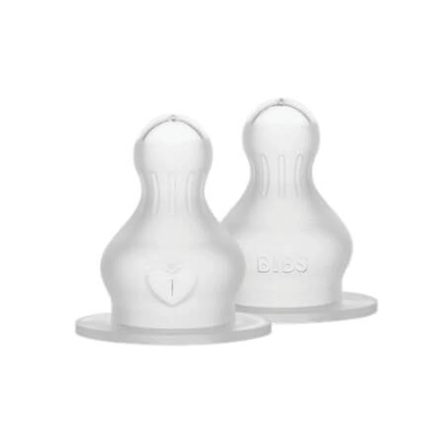 Set van 2 siliconen spenen, trage doorstroming, Slabbetjes