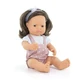 Kleine Kaukasische meisjespop in roze overall en t-shirt met satijnen haar My Friends & Me, 38 cm, Miniland