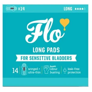 Serviettes absorbantes longues avec charbon actif pour l'incontinence urinaire, 14 pièces, Flo