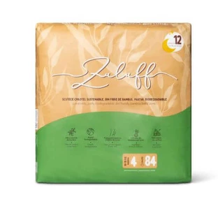 Bamboo diapers, Size 4, 10-15kg, 84 pieces, Zuluff