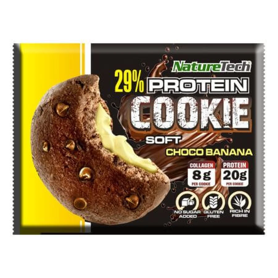 Zachte cake met 29% eiwit en collageen, Banaan, 70 g, Nature Tech