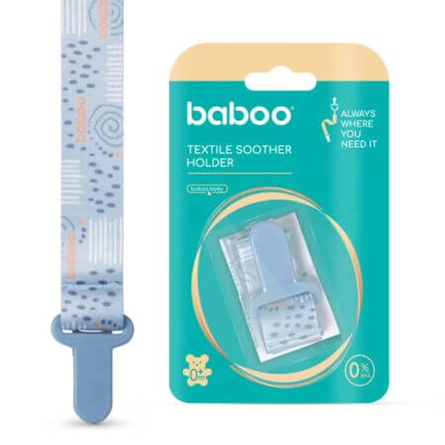 Schnullerhalter aus Stoff, Blau, 0 Monate+, Baboo
