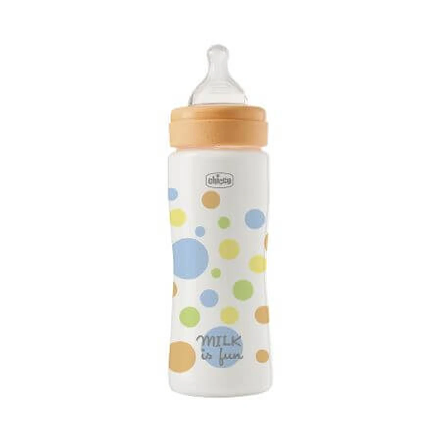 Fles met siliconenspeen en snelle doorstroming Perfect Easy, jongens, 4 maanden+, 330 ml, Chicco