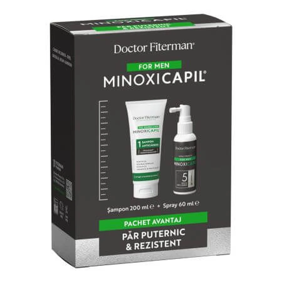 Men Minoxicapil Strong and Resistant Hair Package, 60 ml + 200 ml, Doctor Fiterman