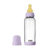 Complete set Boheme 240 ml glazen anti-colic fles met medium flow latex speen, Violet Sky, Slabbetjes