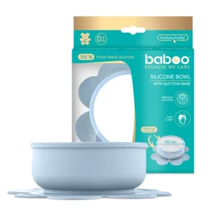 Silikonnapf mit Saugnapf, Blau, 6 Monate+, Baboo