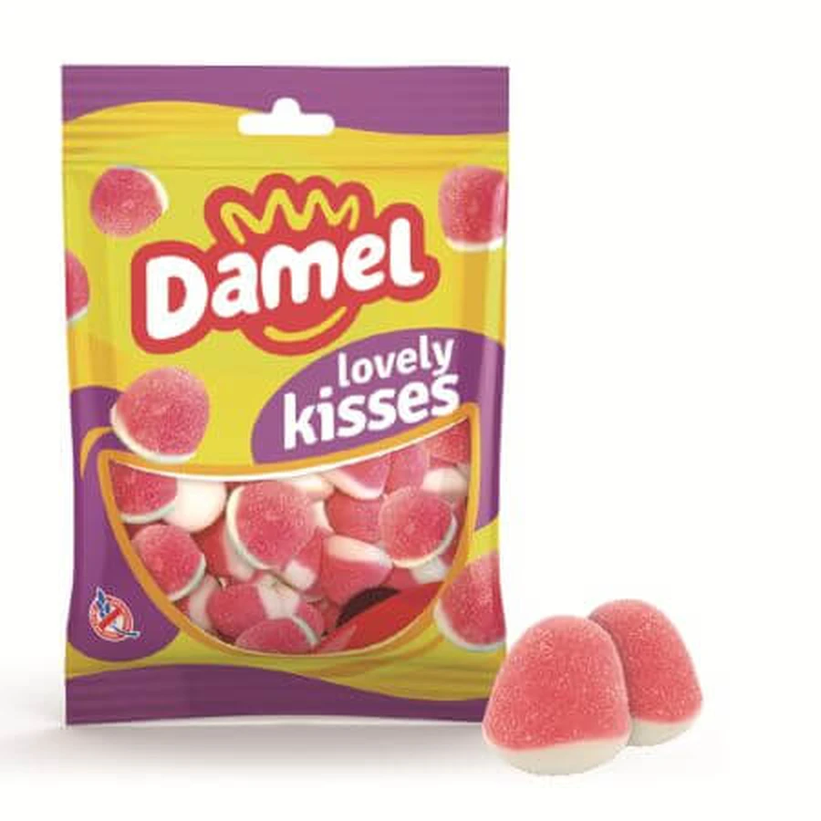 Gummy gelei met aardbeiensmaak, Lovely Kisses, 80 g, Damel