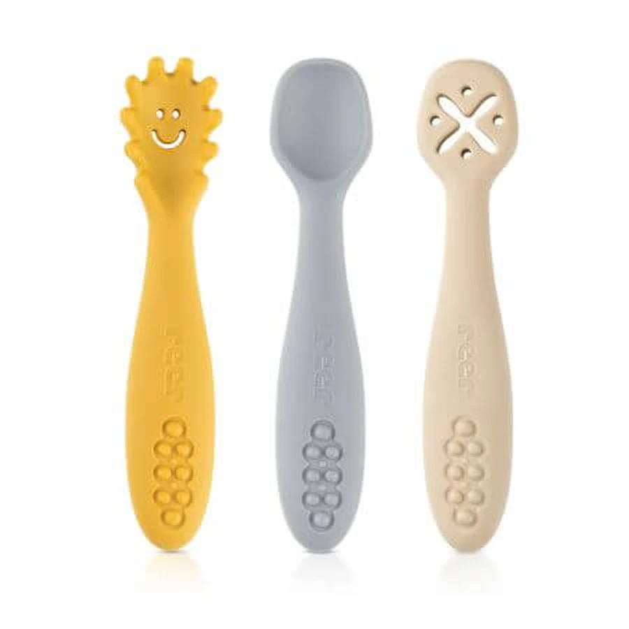 Set van 3 LittleYummie-siliconenlepels, 6 maanden+, Reer
